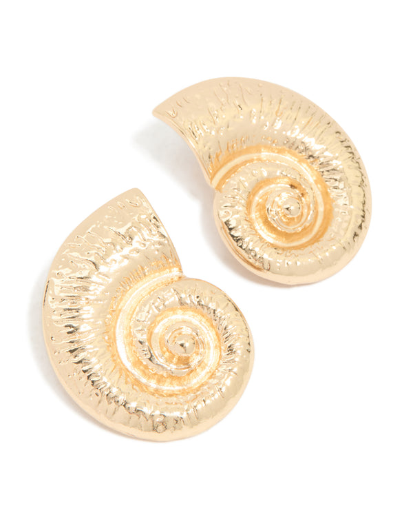 Gold Classic Spiral Shell Earrings