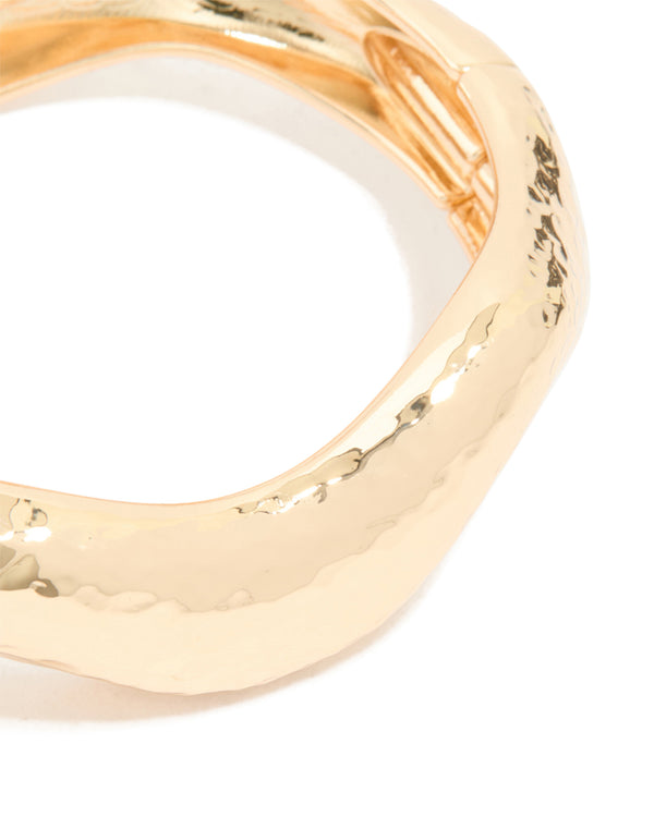 Gold Hammered Wiggle Bangle