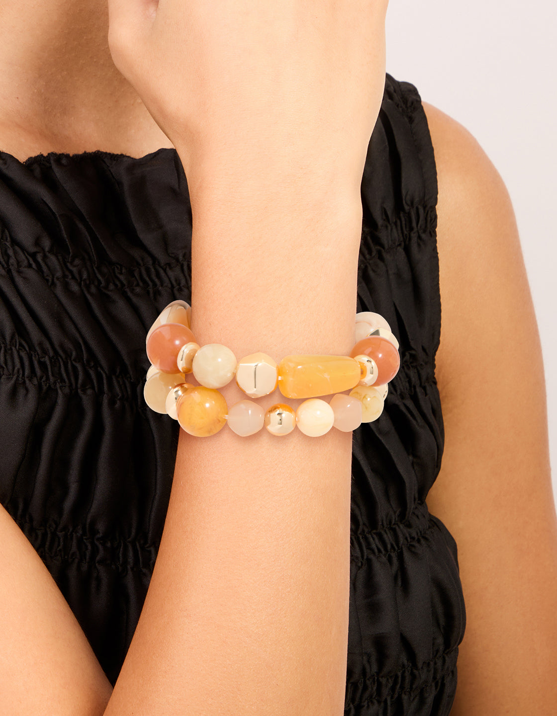 Mixed Neutral Beaded Stretch Bracelets 2-Pack