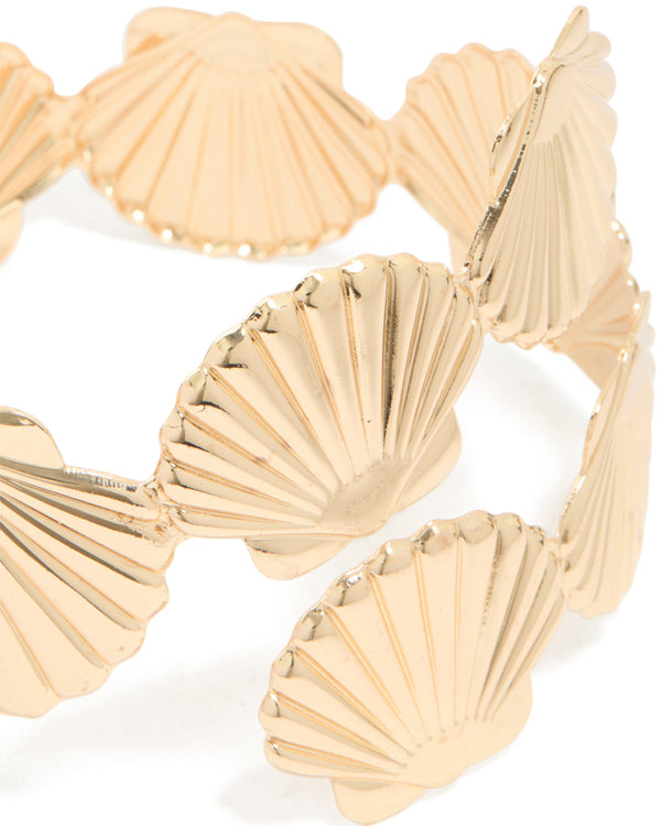 Gold Shell Wrap Around Arm Cuff