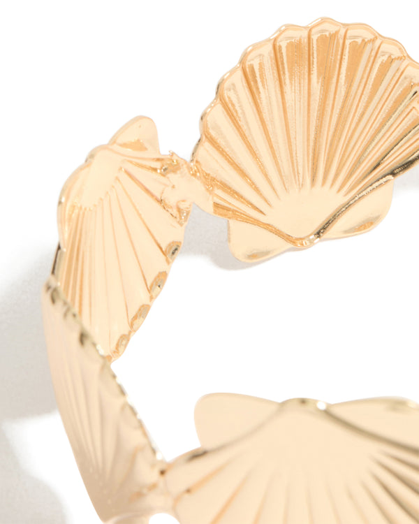 Gold Shell Wrap Around Arm Cuff