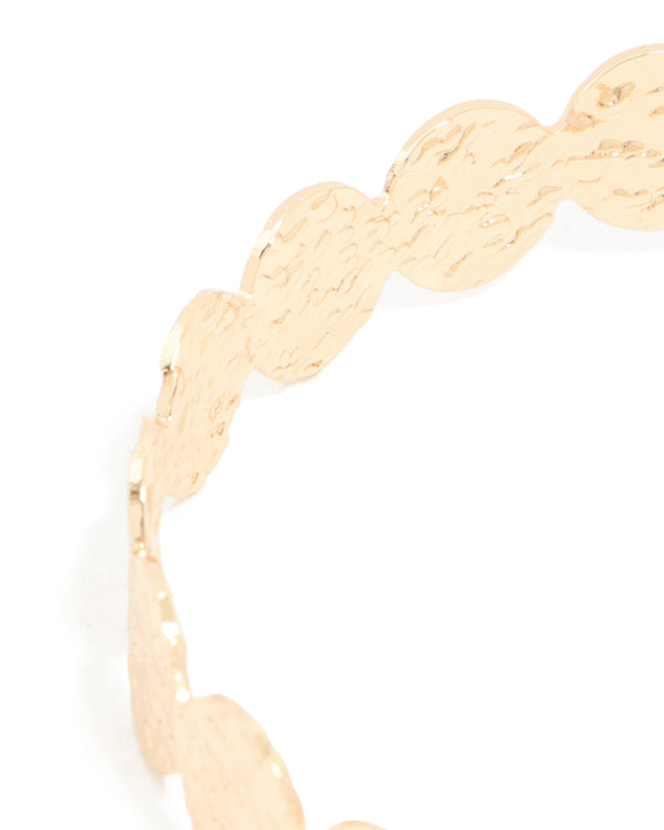 Gold Hammered Disc Wrap Around Arm Cuff