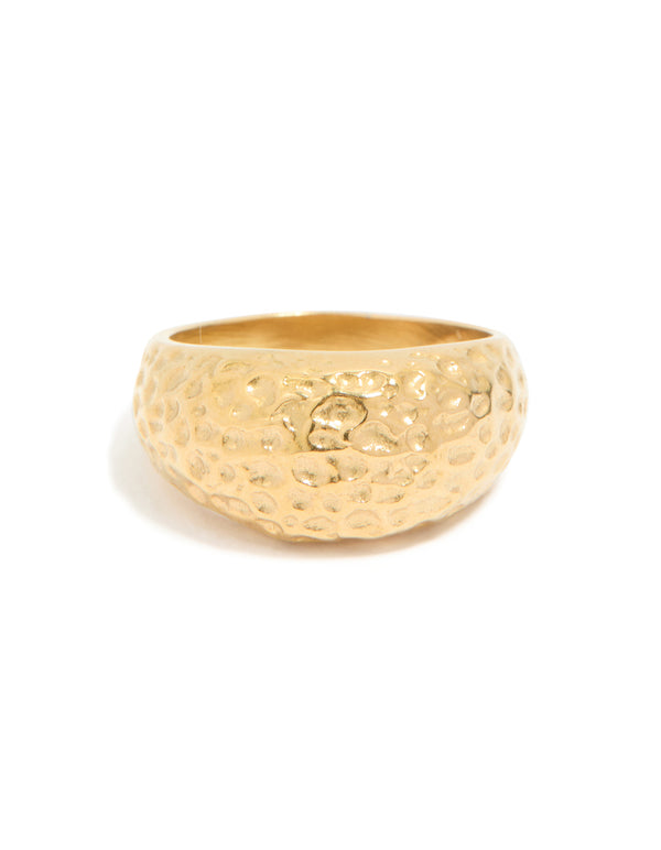 Waterproof Gold Plated Stainless Steel Molten Rock Ring