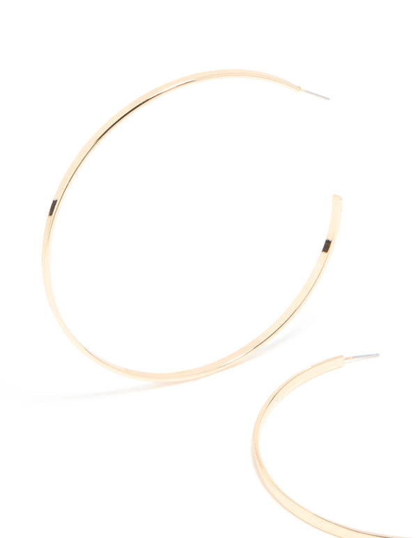 Gold Large Flat Hoop Earrings