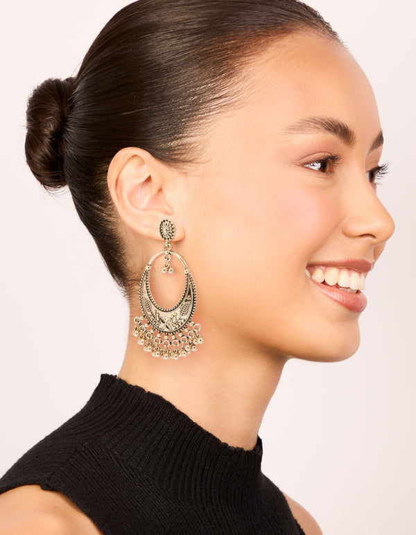 Antique Gold Statement Drop Earrings