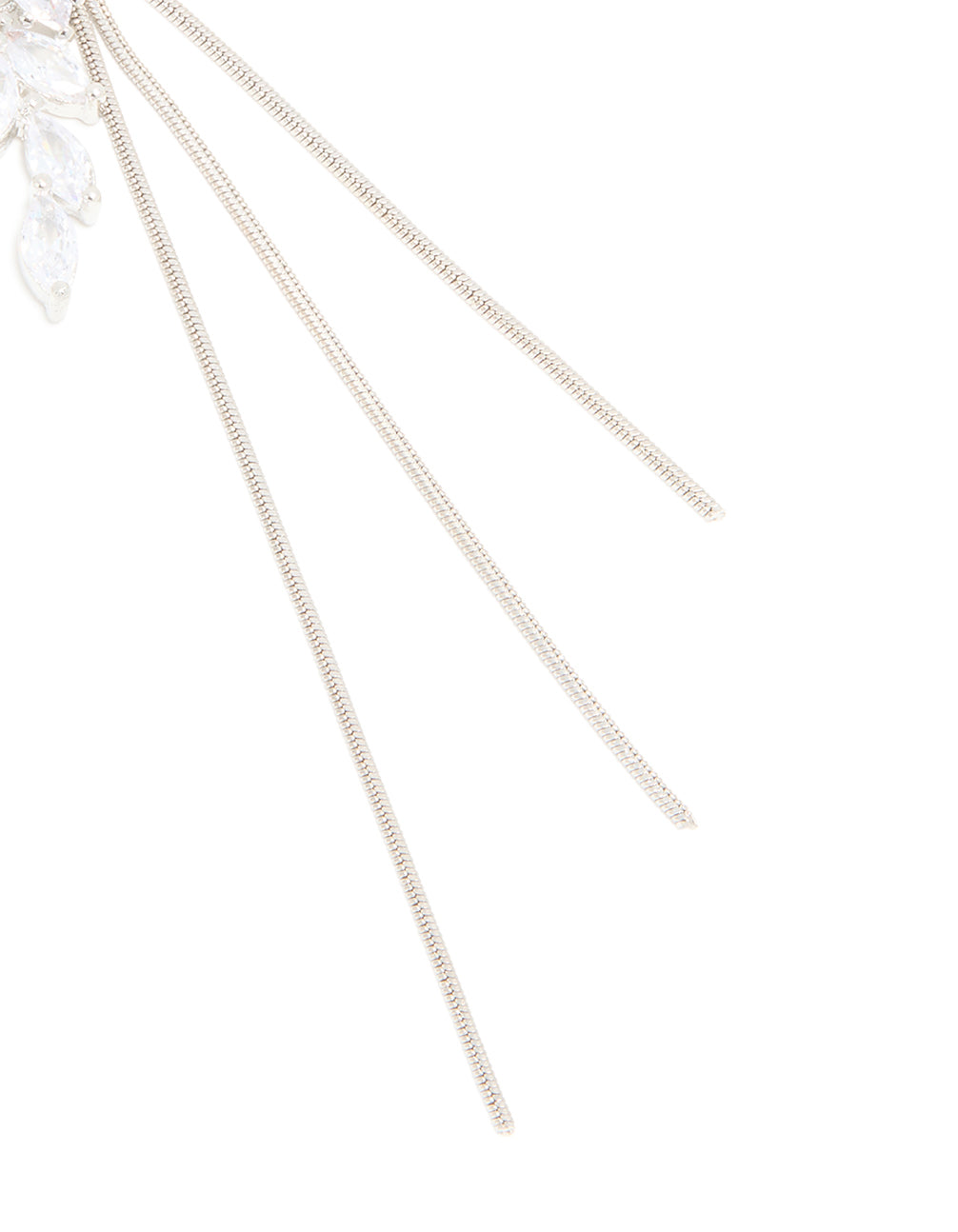 Silver Diamante Flower Triple Chain Drop Earrings