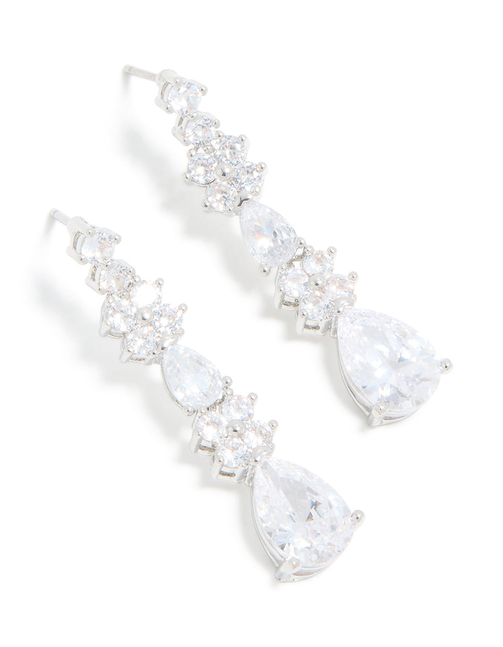 Silver Cubic Zirconia Pear Drop Earrings