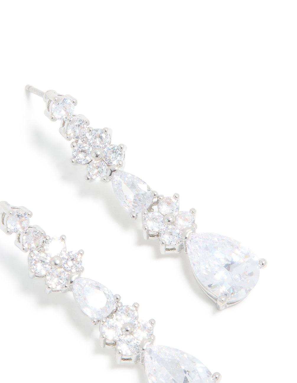 Silver Cubic Zirconia Pear Drop Earrings