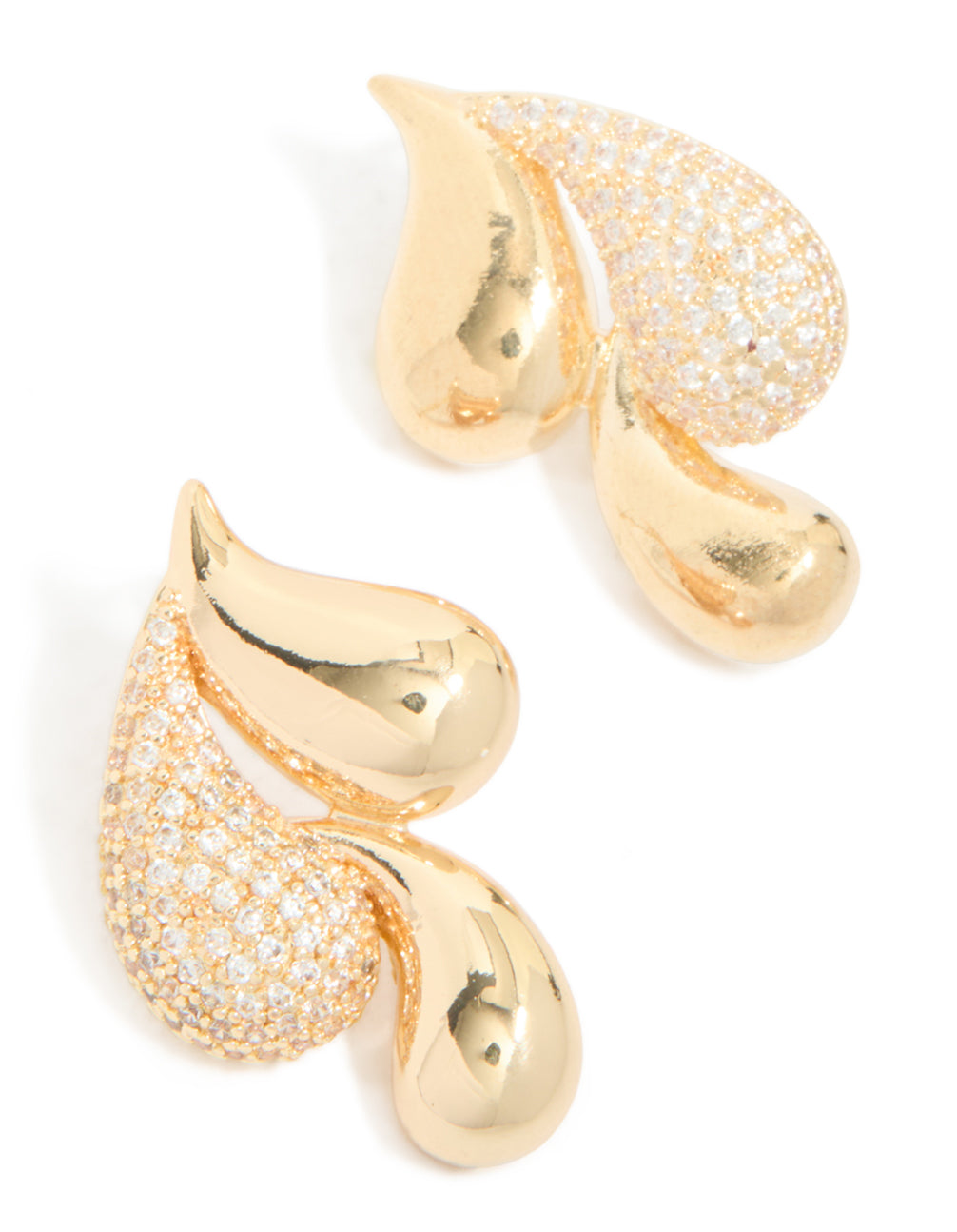 Gold Cubic Zirconia Large Pear Stud Earrings