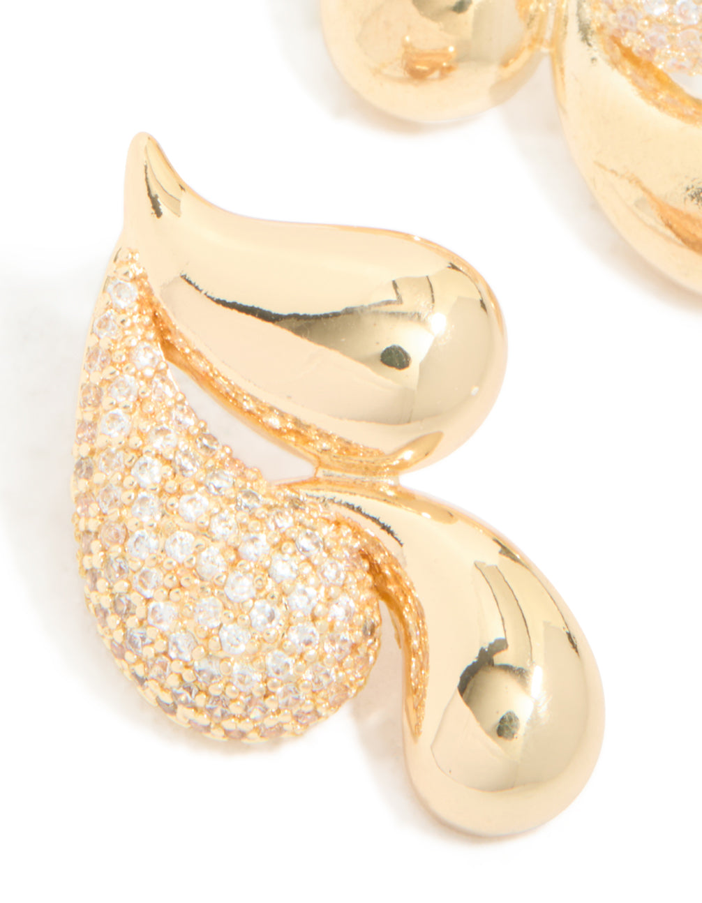 Gold Cubic Zirconia Large Pear Stud Earrings