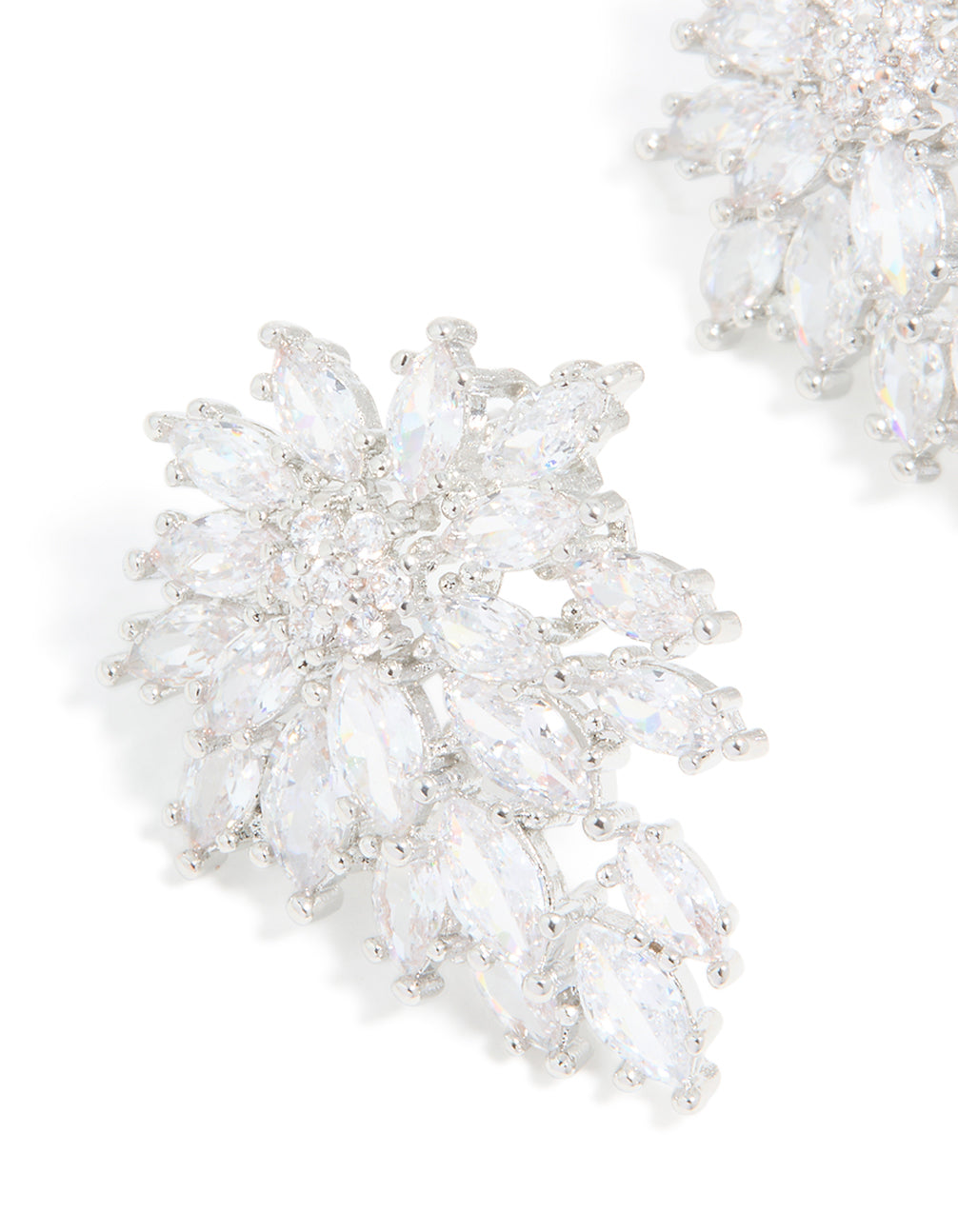Cubic Zirconia Snowflake Cluster Earrings