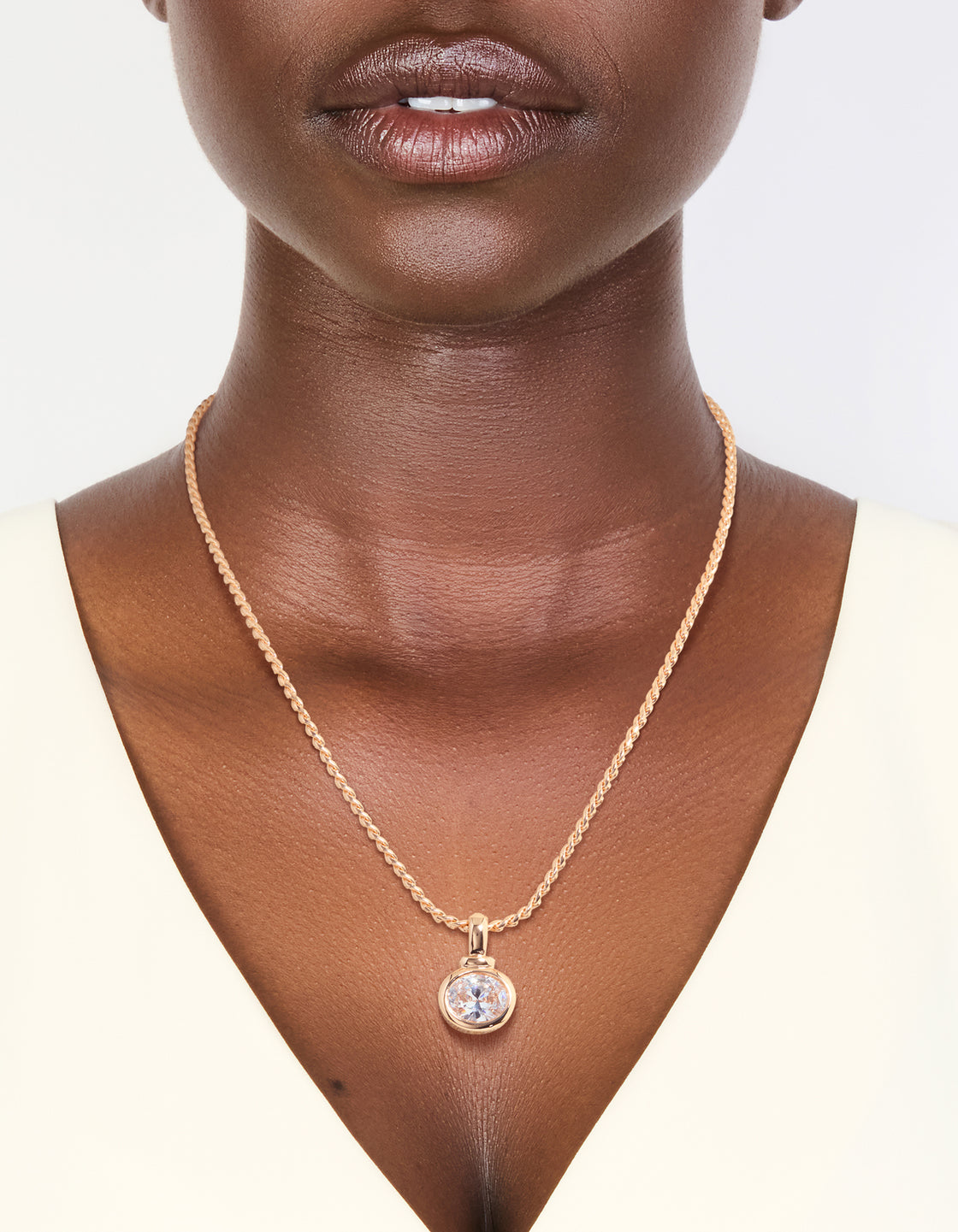 Gold Cubic Zirconia Pendant Necklace