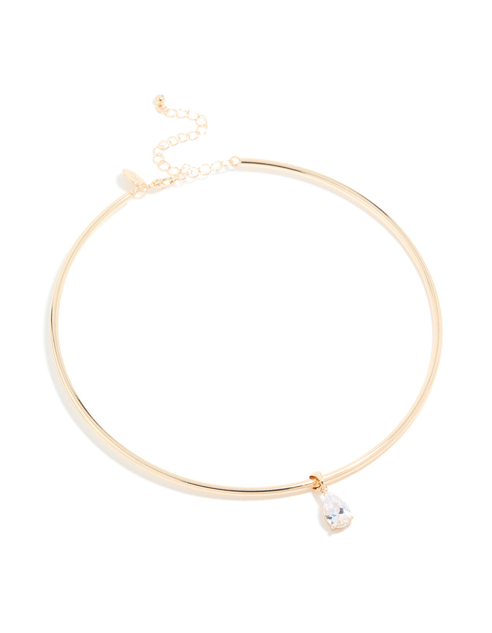 Gold Cubic Zirconia Centre Collar Tube Necklace