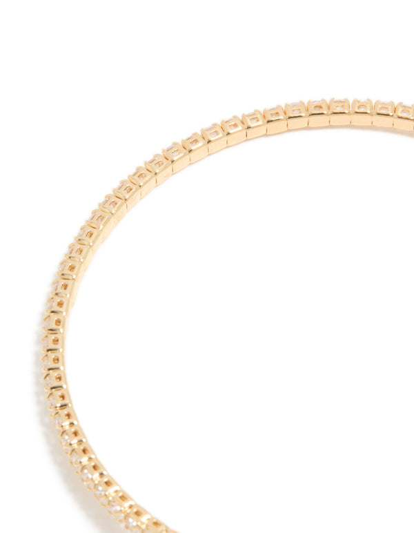 Gold Cubic Zirconia Dainty Pear Bangle