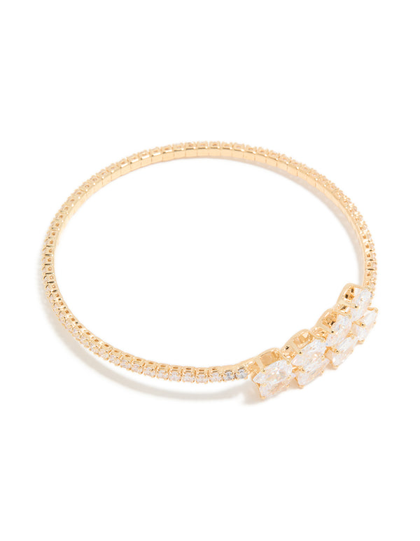 Gold Cubic Zirconia Dainty Pear Bangle