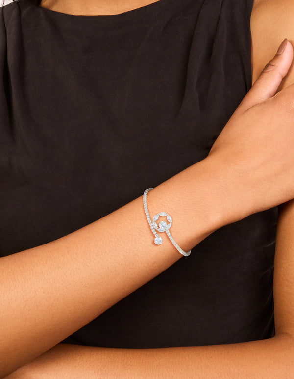 Silver Cubic Zirconia Open Circle Wrist Cuff
