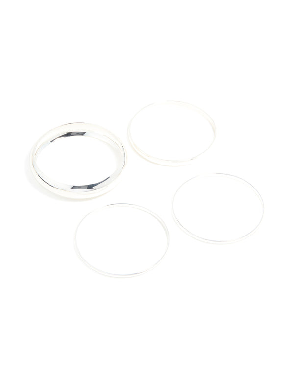 Silver Thick & Thin Bangles 4-Pack