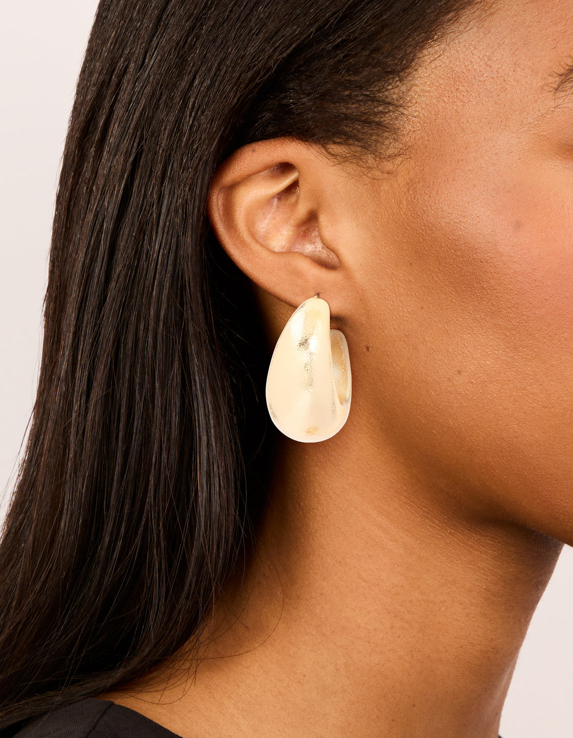 Gold Textured Soft Open Hoop Earrings