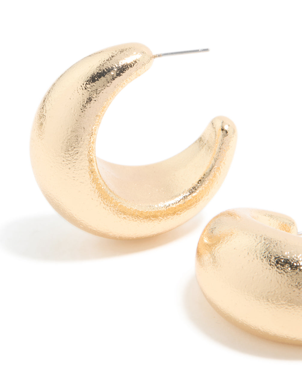Gold Textured Soft Open Hoop Earrings