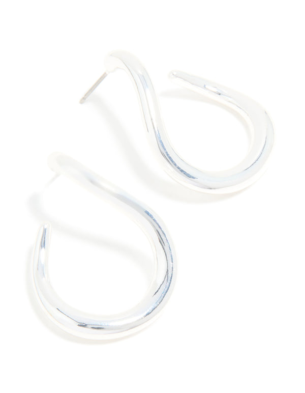 Silver Twisted Small Swirl Drop Earrings