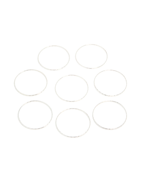 Silver Textured Thin Bangles 8-Pack