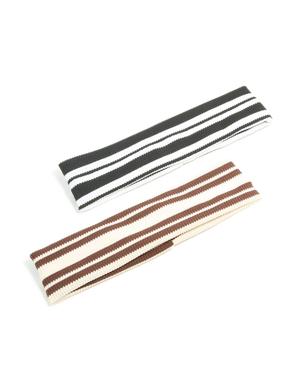 Striped Waffle Fabric Headbands 2-Pack