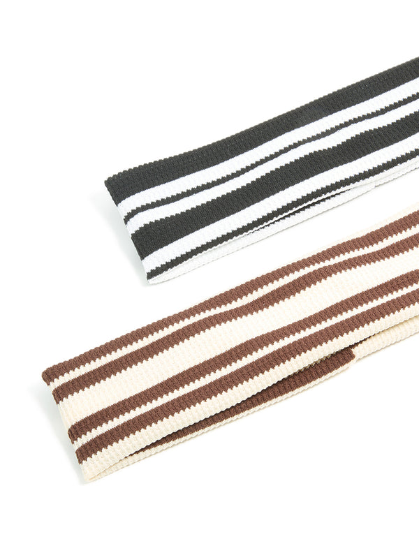 Striped Waffle Fabric Headbands 2-Pack