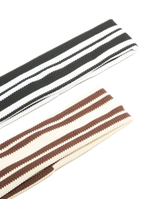 Striped Waffle Fabric Headbands 2-Pack