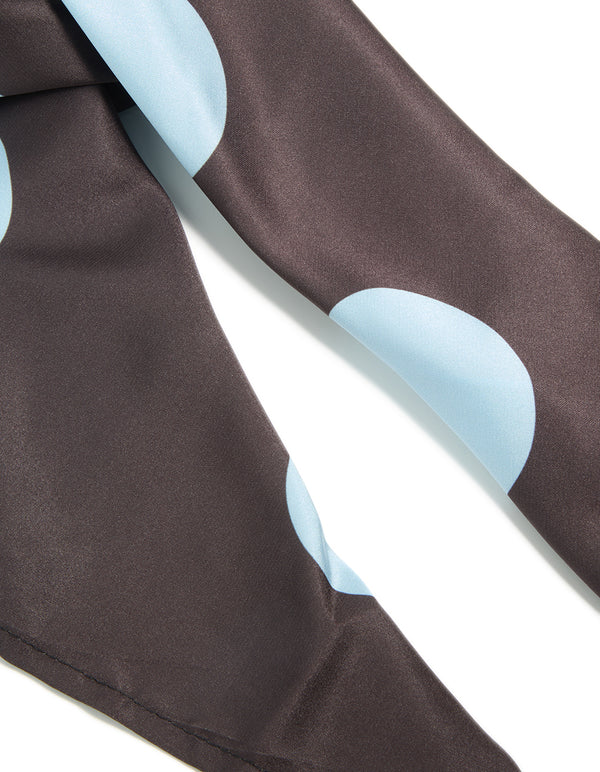Chocolate Brown Large Pale Blue Polka Dot Fabric Scarf