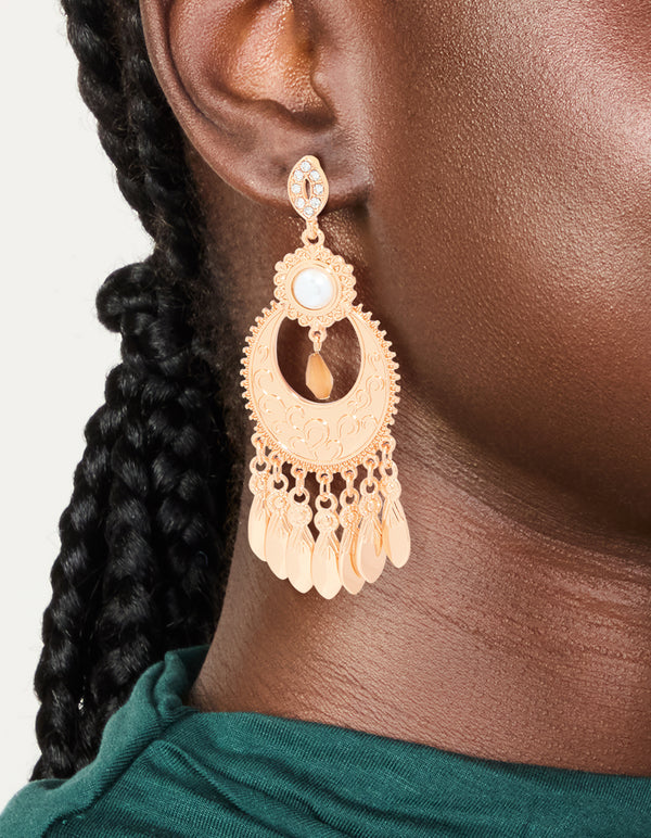 Gold Statement Dangle Drop Earrings