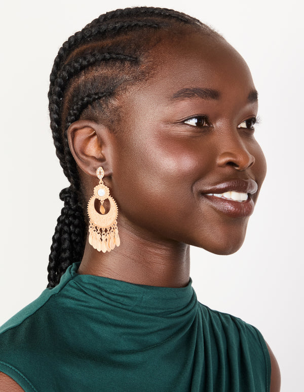 Gold Statement Dangle Drop Earrings
