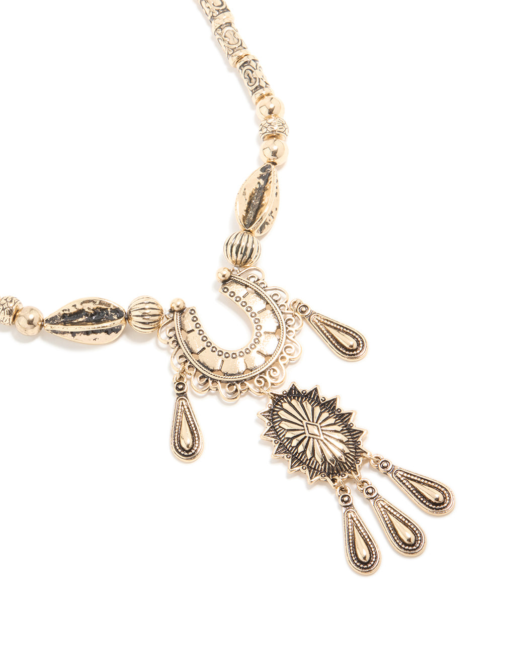 Antique Gold Boho Short Necklace