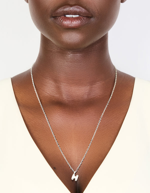 Waterproof Stainless Steel Mini Bubble Letter H Necklace