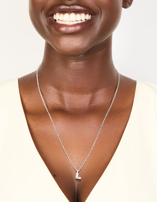 Waterproof Stainless Steel Mini Bubble Letter L Necklace