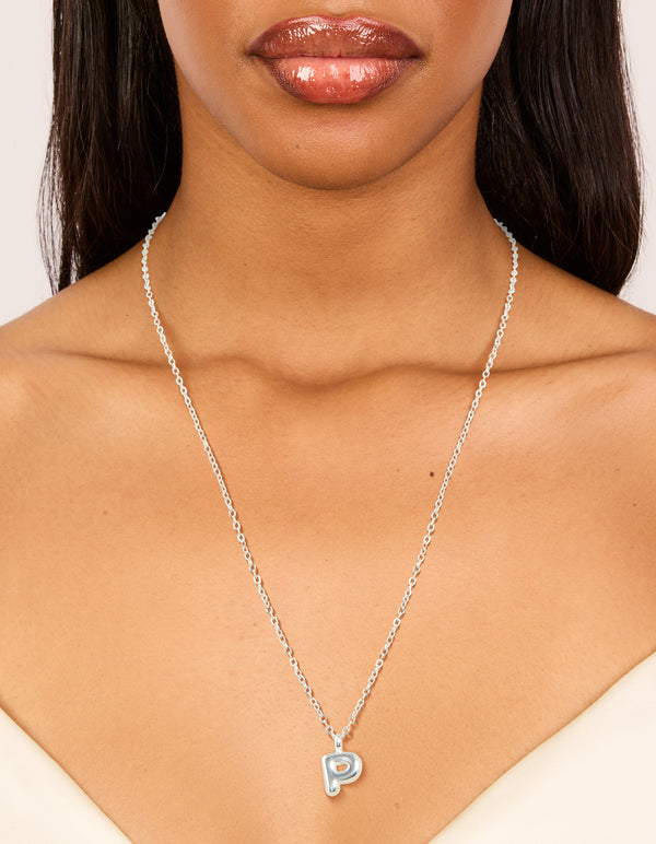 Waterproof Stainless Steel Mini Bubble Letter P Necklace