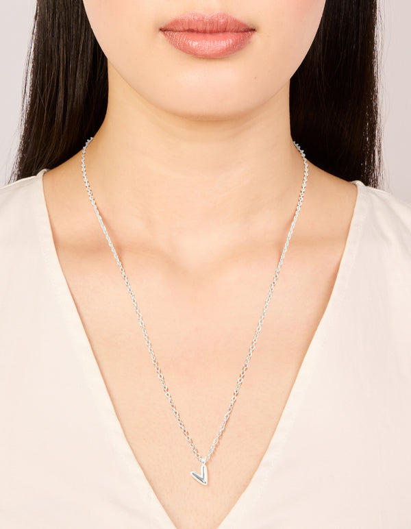 Waterproof Stainless Steel Mini Bubble Letter V Necklace