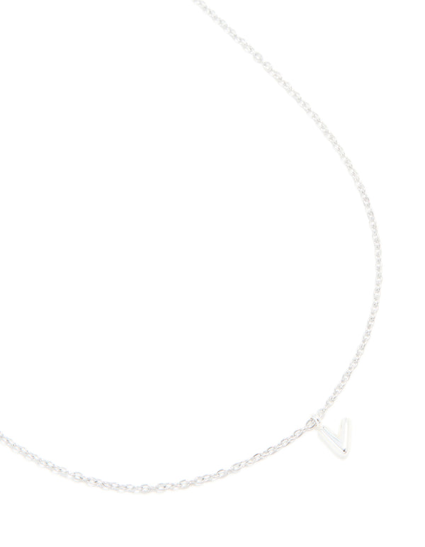 Waterproof Stainless Steel Mini Bubble Letter V Necklace