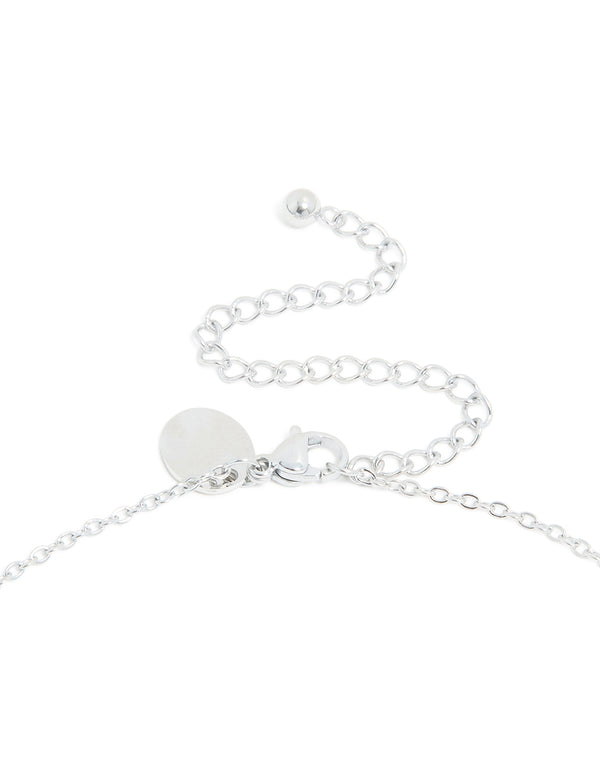 Designed with waterproof stainless steel mini bubble letter J necklace featuring and initial pendant in silver clasp detail view