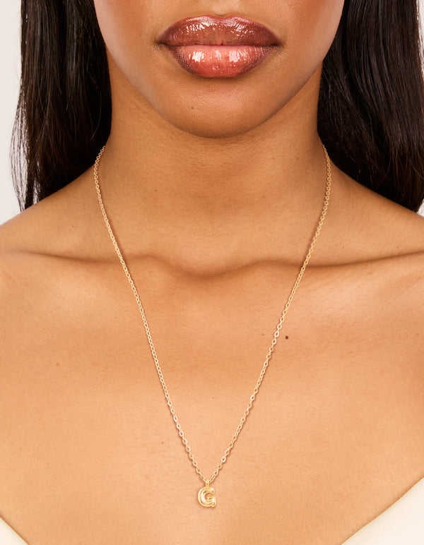 Waterproof Gold Plated Stainless Steel Mini Bubble Letter G Necklace