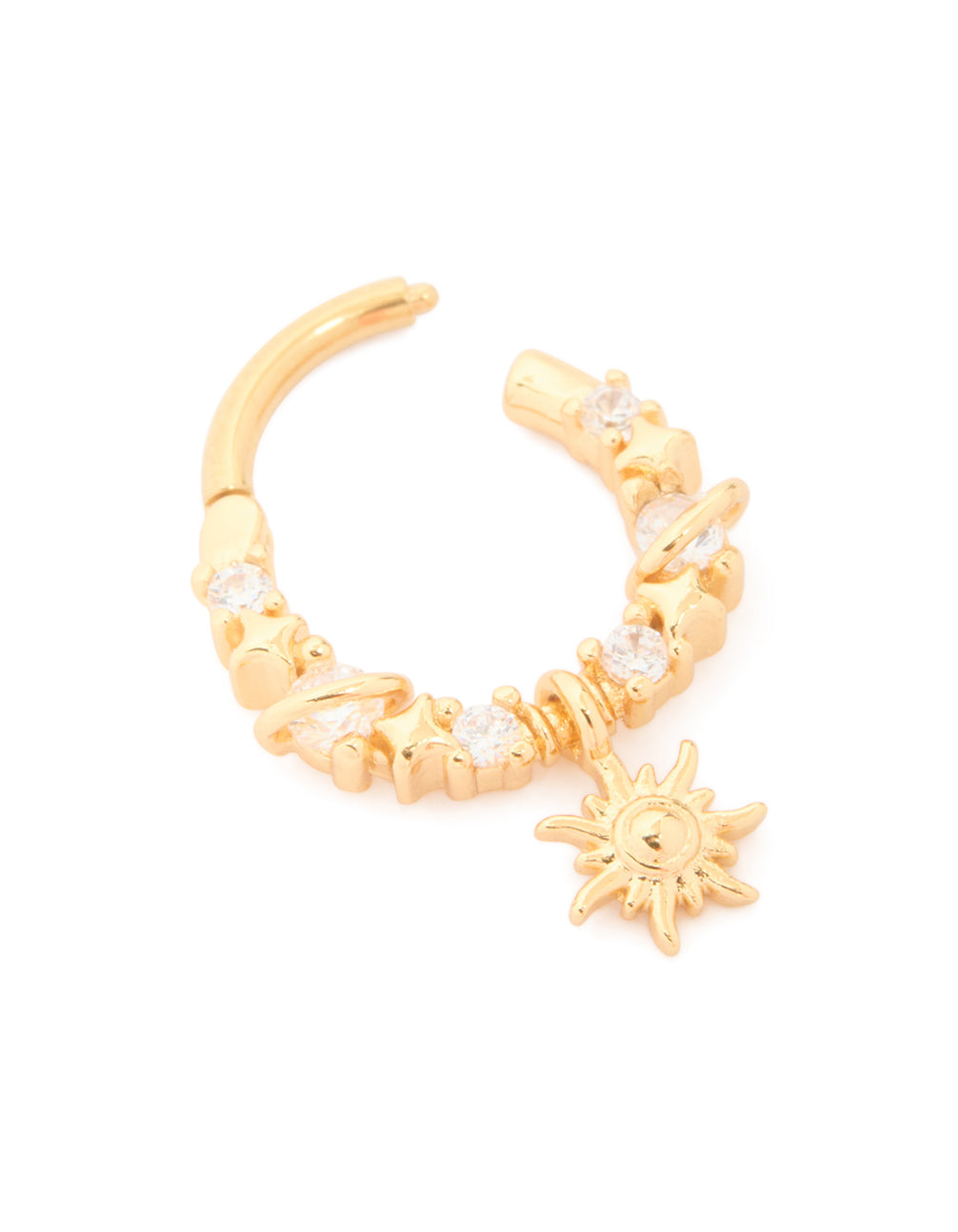 Gold Plated Surgical Steel Cubic Zirconia Celestial Clicker Ring