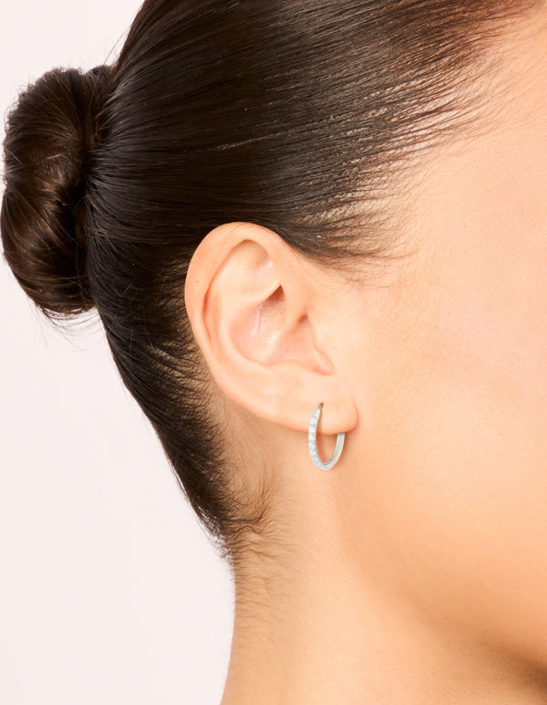 Surgical Steel Cubic Zirconia Classic Hoop Earrings 12 MM