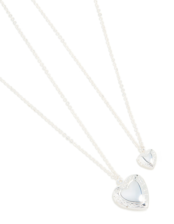 Silver Plated Heart Necklaces 2 Pack