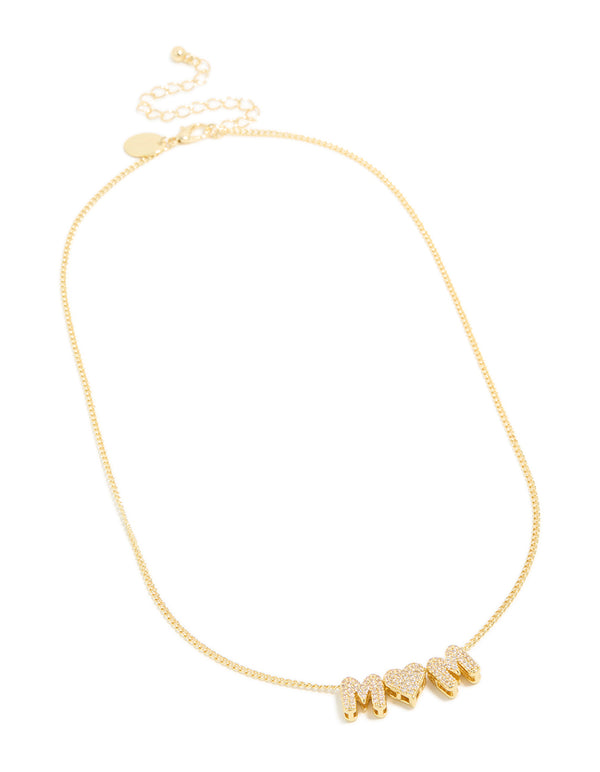 Gold Plated Cubic Zirconia Mum Heart Necklace