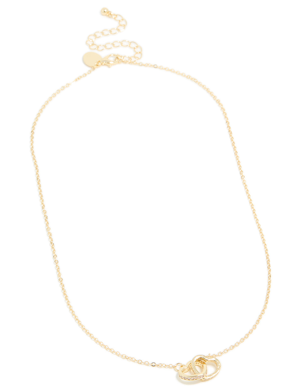 Gold Plated Cubic Zirconia Pave Heart Link Necklace
