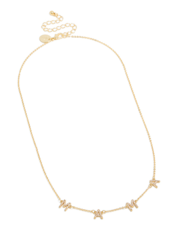 Gold Plated Cubic Zirconia 'Mama' Letter Necklace