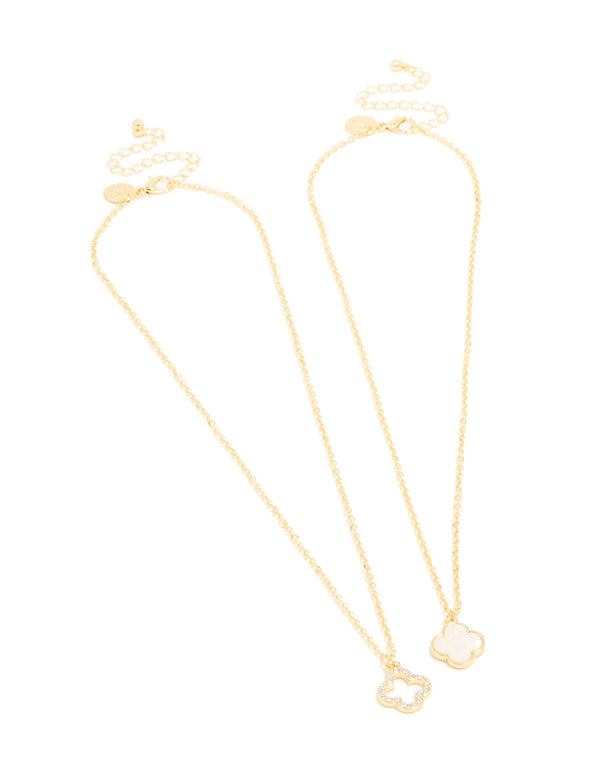 Gold Plated Flower Necklaces 2-Pack