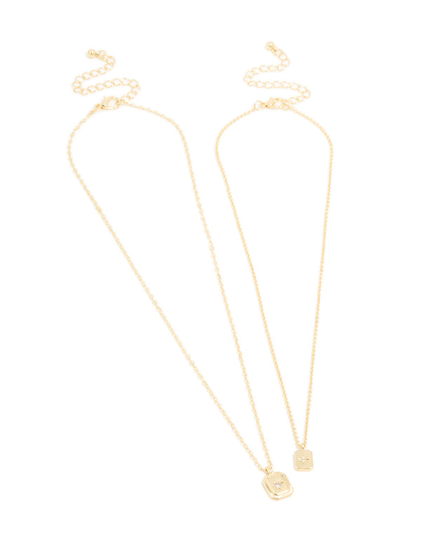 Gold Plated Cubic Zirconia Celestial Necklaces 2-Pack