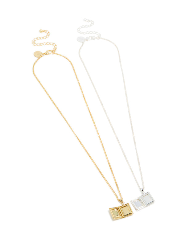 Gold & Silver Plated Locket Necklaces 2-Pack