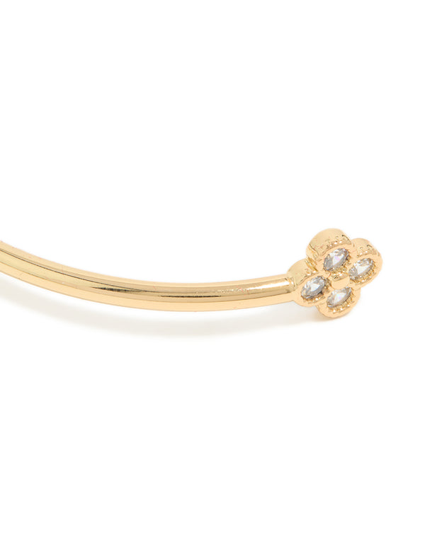 Gold Plated Cubic Zirconia Clover Wrist Cuff