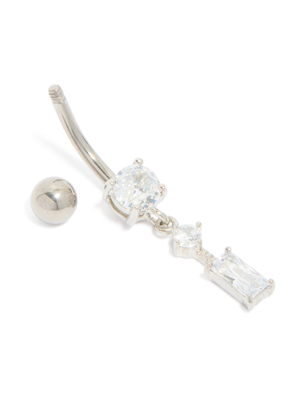 Titanium Diamante Chain Drop Belly Bar